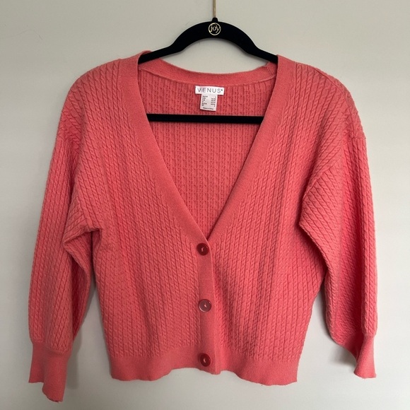 🍭 Venus Cardigan and Shell 2 pieces Coral Size S - Picture 3 of 6